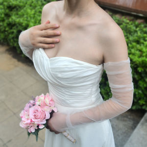 Removable Bride Deteable Sleeve Fingerless Bridal Glove Tulle Longth Wedding Dress Bachelorette Party Accessory