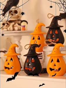 Đèn Bí Ngô Phù Thủy Halloween Hai Mặt | Đèn Lồng LED Nhiều Màu Bí Ngô Cười Và Đầu Lâu Xương Chéo