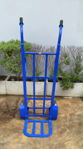 รถเข็นของเหล็กฉาก ท้องเเบน รุ่นมีปีก สีน้ำเงิน ท้องโค้งและท้องตรง