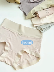 KOBENI กางเกงชั้นในผู้หญิง โมดอล ไร้ตะเข็บ เอวสูง ควบคุมหน้าท้องได้เล็กน้อย ป้องกันแบคทีเรีย ไซส์ใหญ่ กางเกงชั้นในผู้หญิง