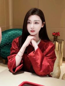 Ankela Red Improved Tang Costume High End New Chinese Style Year of the Rabbit Red Thick Outerwear Women Autumn Winter New Arrival