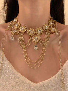 Hey Tao Luxury Heavy Industry Crystal Tassel Necklace for Women Accessible Luxury Niche Design Classy Clavicle Chain Ornament