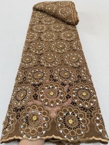 Luxury African Nigerian 2026 High-Quality Lace Fabric Stones Embroidery Tulle Stones Guipure Water-Soluble for Wedding Dresses