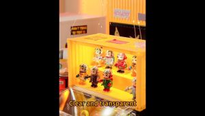 NUVOX Magnetic Container Acrylic Display Cabinet for Pop Figures with Voice-Activated Lighting System for Collectible Mini Toys Funko Pop Action Figures 13.8 in x 7.5 in x 6.7 in Dustproof Showcase