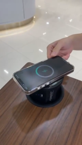 Ergoworks Pop Up Power Outlet Pneumatic Desk Grommet With 15W Wireless Charger GS239