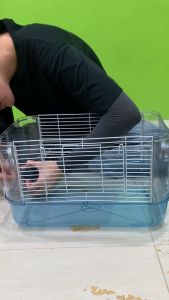 กรงหนู แบบใส่ท่อได้ กรงพร้อมสวนสนุกของหนู ของเล่นหนู ของเล่นใส่ในกรงหนู ขนาด 40x32x36 CM