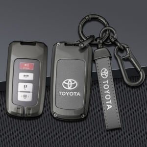 Car Key Fob Case Cover Shell Chain For Toyota Camry Corolla Altis RAV4 Wish Noah Voxy Estima Alphard Sienta Land Cruiser Harrier Smart Remote Zinc Alloy Genuine Leather Holder Protector Keychain