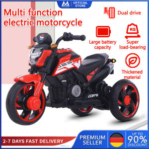 【Dual Motors】 Childrens Electric Jeep Offroad 3 Wheeler Super Kids Ride Car Electric Jeep 【Bearing 50KG】Rechargeable Ride-on Toys Motor Bike For Kids Police Motorcycle Kids Rechargeable Ride on Car