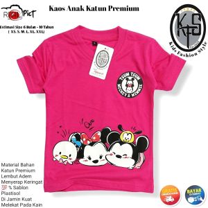 KFS 50 Atasan Baju Anak Perumpuan Kaos Disney Tsum Tsum Mickey And Minnie Cotton 30s Kids Fashion Style