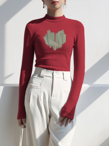 เสื้อยืดคอกลมแขนยาวผู้หญิง เสื้อชั้นในสไตล์เกาหลี ทรงสลิมฟิต สำหรับใส่ไปทำงานในฤดูใบไม้ร่วงและฤดูหนาว เสื้อชั้นในแบบสวมหัว