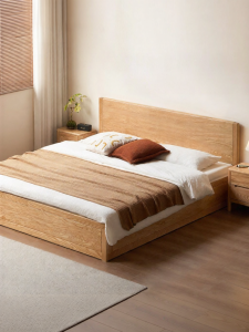 WEISHA | High Rise Storage Oak Wooden Bed