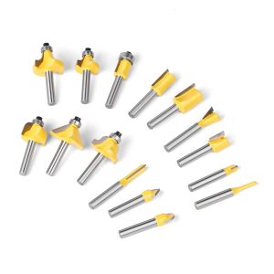 15ชิ้นดอกเราเตอร์ก้านดอกสว่าน1/4in 1/2in 6มม. 8มม. สำหรับตัดชุดบิตเครื่องตัดมิลลิ่งประดับด้วยลูกปัดตรงเครื่องมืองานไม้ตัดคาร์ไบด์