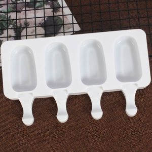 Popsicle Molds Set of 2 Ice Pop Molds Silicone 4 Cavities Ice Cream Oval Cake Pop Mold with 50 Wooden Sticks for DIY Popsicle