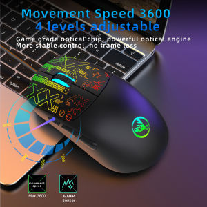 HXSJ | New HXSJ S100 Wired Gaming Mouse 6 Buttons Lightweight 7-color Backlight Optical Mouse Plug and Play Ergonomic for Laptop