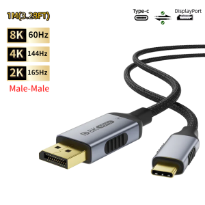 USB C to DisplayPort 16k 2.1 Cable One-way 8K 60Hz 4K 144Hz 80Gbps (DSC) Type-C to DP2.1 Cable For MacBook Pro/Air Laptop Phone