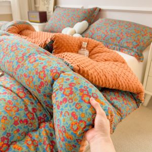 Thickened Class a Bean Bean Blanket Double Layer Cotton Fiber Winter Quilt Warmth Storage Blanket Single Student Use 8 Pounds