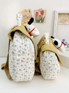 Ladies Mini Floral Backpack for Children Travel Outdoors Double Shoulder Bag Casual Simple Style Soft Handle Anti-Water Commuter Bag