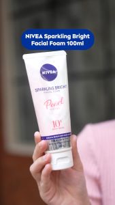 NIVEA Facial Foam Sparkling Bright 100ml - Sabun cuci muka wanita mencerahkan brightening glowing kulit kenyal bintik hitam brightening kulit kusam cleanser facial wash pembersih wajah cerah - Pearl Micro Serum Rucinol Licorice Vitamin C