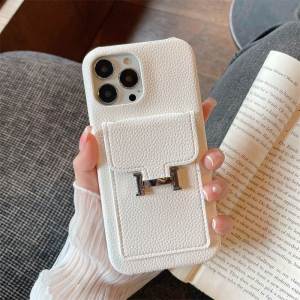 Trendy Letter Pattern  17Air Leather Card Holder Phone Case 16Pro 15PM Crossbody Lanyard 14Plus Luxury 11 Unique 12 Creative 13Mini Protective Cover