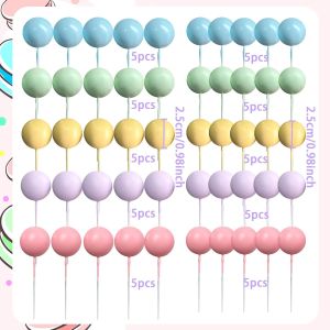 Macaroon Rainbow Ball Cake Toppers Colorful Rainbow Cake Topper Pastel Color Balls Cupcake Toppers for Birthday Baby