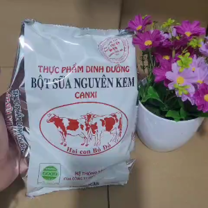 Sữa bột nguyên kem Canxi Hai con bò đỏ gói 500g hiệu Bích Cơ