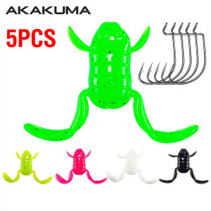 AKAKUMA | 5Pcs Soft Frog 5/10g Floating Fishing Lure Artificial Frog Silicone Swimbait Topwater Casting Lure Plastic Kicking Frog Bait