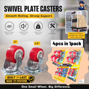 Gulong for Heavy Duty Swivel Plate Caster Wheels 1" 1.25" 1.5" 2" Furniture Trolley Cart Casters