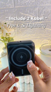 MIVOK Magnetic Wireless Powerbank 20000mAh Built in Cable Kompatibel dengan semua ponsel / Smartwatch / Airpods 120W Super Fast Charging Kabel bawaan Type-C iOS/Lightning