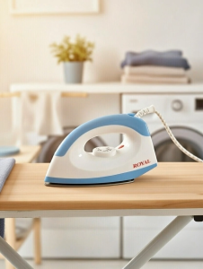 ROYAL DELUXE DRY BLUE IRON YPF-2003A NON-STICK SOLEPLATE 1000W WITH VARIABLE TEMPERATURE CONTROL FOR VARIOUS FABRICS ERGONOMIC & LIGHTWEIGHT