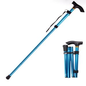 Multifunction Walking Stick Trekking Poles Telescopic Fold Crutches Hiking Stick Crutch Elderly Metal Stick Walking Cane Outdoor