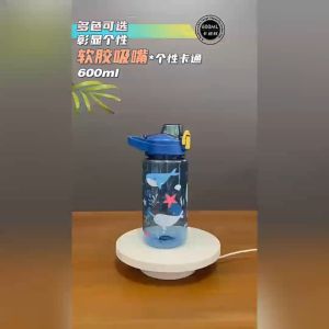 Childrens cartoon straw water cup 600ml baby portable water cup large capacity without BPA