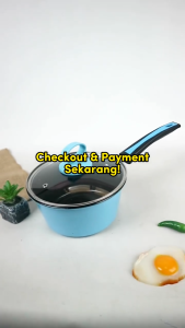Panci Susu Enamel Tutup Kaca Diameter 18CM Sauce Pan Enamel Warna Anti Lengket Panci Mie
