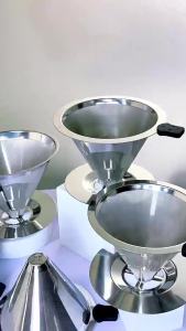 Paperless Coffee & Tea Filter Funnel 304 Stainless Steel Double Layer