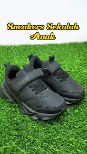Kasut Hitam Budak Lelaki Sneakers for Kids Leath Shoes Tie Free Boy School Shoes Black Shoes Girl Childrens Sports Shoe