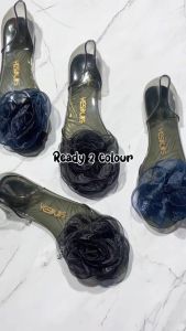 BL-186 Flatshoes Jelly Wanita Import Slop Flat Flower Fashion Model Terbaru