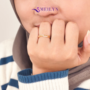 MEILYN Cincin Wanita Gemma Biji Lada 2ss Kasual Lapis Emas 0221250220