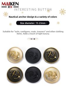 High-End Metal Button Suit Coat Button Sweater Button Anchor Button Pants Button Luxury Woolen Material Sewing DIY Accessory