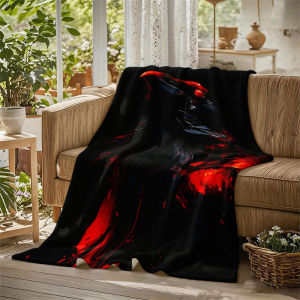 BILIBILI | Chăn Flanel Nhật Bản Màu Đỏ Mắt Quạ Đen 100% Polyester Chất Liệu Lông San Hô Phong Cách Hiện Đại Dùng Cho Ghế Sofa Văn Phòng Giường Ngủ Du Lịch Cắm Trại Sử Dụng Được Quanh Năm