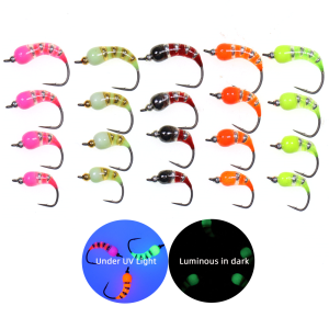 5pcs #6 #8 #10 #12 Fast Sinking Brass Bead Head Scud Bug Worm Fly Caddis Pupa Wet Fly Trout Grayling Ice Fishing Lures
