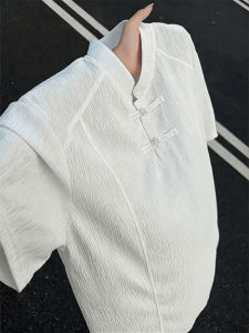 LIUBU | New Chinese Style Mandarin Collar Button T-shirt
