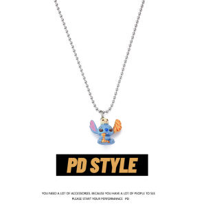 Pdstyle Homemade Stitch Cartoon Childrens Fun Cool Earth Couple Necklace Female Ins Hip Hop Online Influencer Cute Sweater Chain