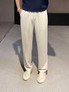 Trendy Mens Summer Thin Casual Pants Korean Simple Match Straight Leg Pants Teenagers Drapey High-End Feelings Pants