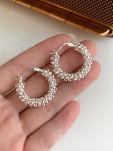S925 Sterling Silver Hoops Wrapped Earrings Unique Design Luxury Feelings Ball Beads Women Fashion Jewelry Ear Cuffs