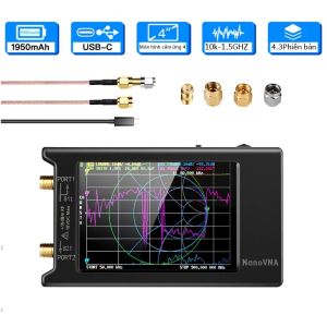 2022 NanoVNA-H4 Hugen Máy Phân Tích Mạng Vectơ 4 Inch 10k-1.5GHz Máy Phân Tích Ăng-ten HF VHF UHF V4.3 Có Khe Cắm Thẻ Nhớ Của BOBLOV