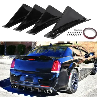 4pcs Car Rear Bumper Lip Diffuser Splitter Spoiler Scratch Protector Fin Trim-Caps Exterior Accessory For 300