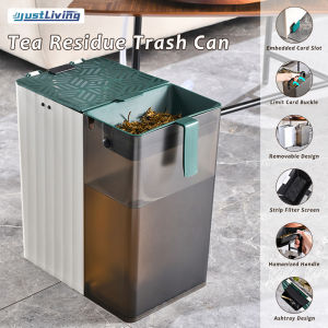 JustLiving บ้านแห้งเปียกตัวกรองแยกระบายน้ำถังขยะพร้อมฝาชาความจุปริมาณมากตกค้างบาร์เรลชาน้ำชาแยกถังกรองสำหรับสำนักงานบ้านถังขยะถังขยะถังขยะถังขยะ Tong