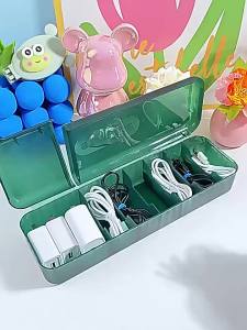 Data Cable Organizer Box With Lid Portable Charge Cable Management USB Cord Sorter Desk Electronic Accessorie Organizer for Home