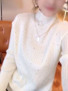 UYFY | Sparkling Heavy Embellished Knitted White Sweater Turtleneck