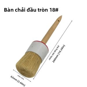 Bàn Chải Đầu Tròn Bằng Gỗ Lợn Trắng Có Tay Cầm Bằng Gỗ Để Trang Trí Tranh Làm Sạch Lớp Phủ Cao Su Nướng Thịt Nướng - Dụng Cụ Nghệ Thuật