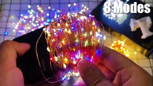 32M outdoor solar LED string lights waterproof Christmas lights 8-mode fairy lights curtain lights copper wire light string decorate xmas Garden wedding parties Birthday